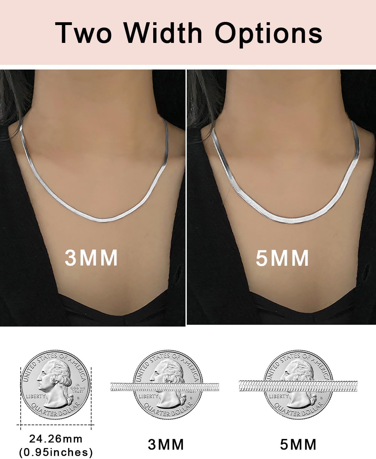 FOCALOOK 14K Gold Plated Necklaces for Women, Fashion Herringbone Choker Necklace Stainless Steel Flat Snake Chain 3/5MM(W) 12.5"/15"/18"+3.5"(L) - Image 7