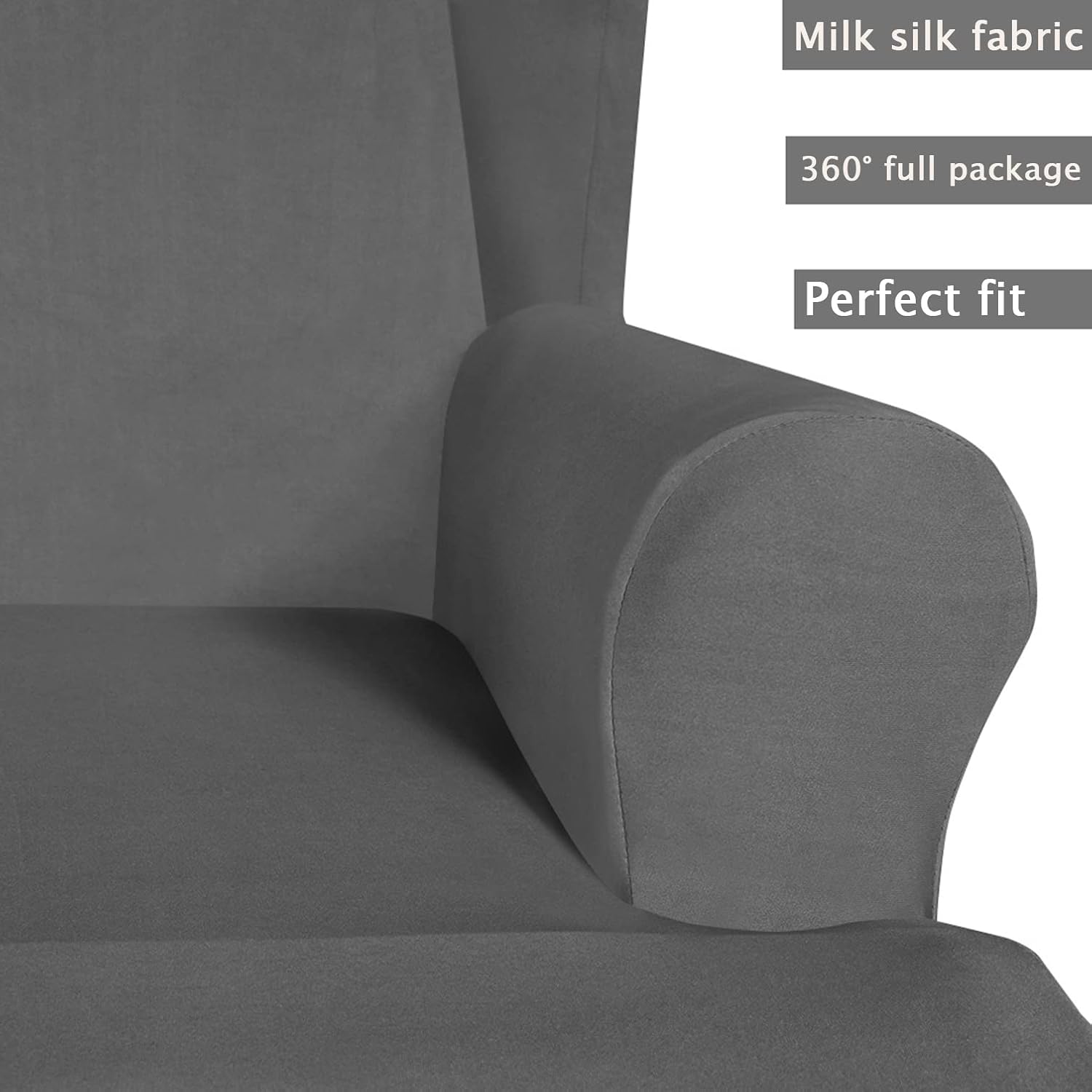 Milk Silk Wingback Chair Cover 2 Piece Furniture Protector Universal High Stretch Wing Chair Cover Washable Wingback Chair Cover for Living Room -red