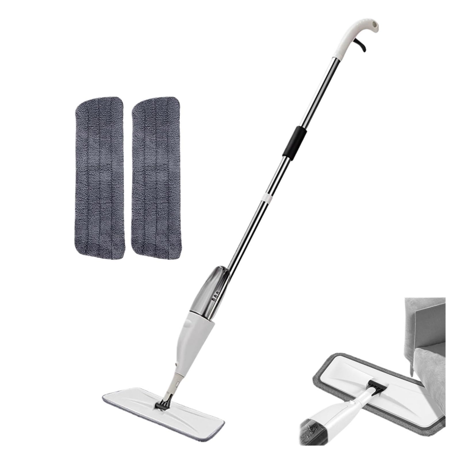 Fregona con pulverizador, fregonas Planas mágicas giratorias Reutilizables Almohadillas de Microfibra, Limpiador en seco y húmedo, Accesorios Herramientas Limpieza del hogar(1mop5cloth)