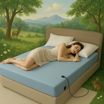 Grounding Bed Sheets- 90% Organic Cotton &10% Conductive Silver Fiber, Deep Pocket Fitted Grounded Sheet with Earth Connection Cord for Calm Sleep & Body Balance Blue,Queen60.5*80.4*16inch