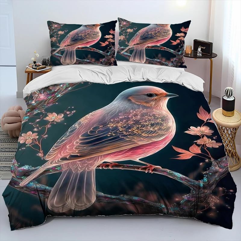 Parure de Lit 140x200 Oiseau Rose pour une Décoration de Chambre Poétique