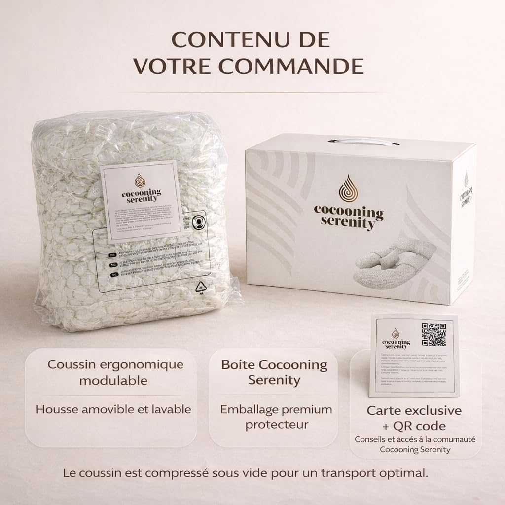 Coussin de Grossesse Ergonomique 360° – Coussin Grossesse pour Dormir – Soutien Ventre, Dos et Jambes – Coussin Maternité et Allaitement – Housse Lavable