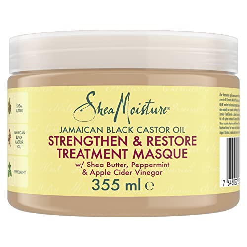 SheaMoisture Masque Fortifiant Huile de Ricin Noir de Jamaïque, pour cheveux abîmés et traités chimiquement, Fortifie et Restaure 355ml