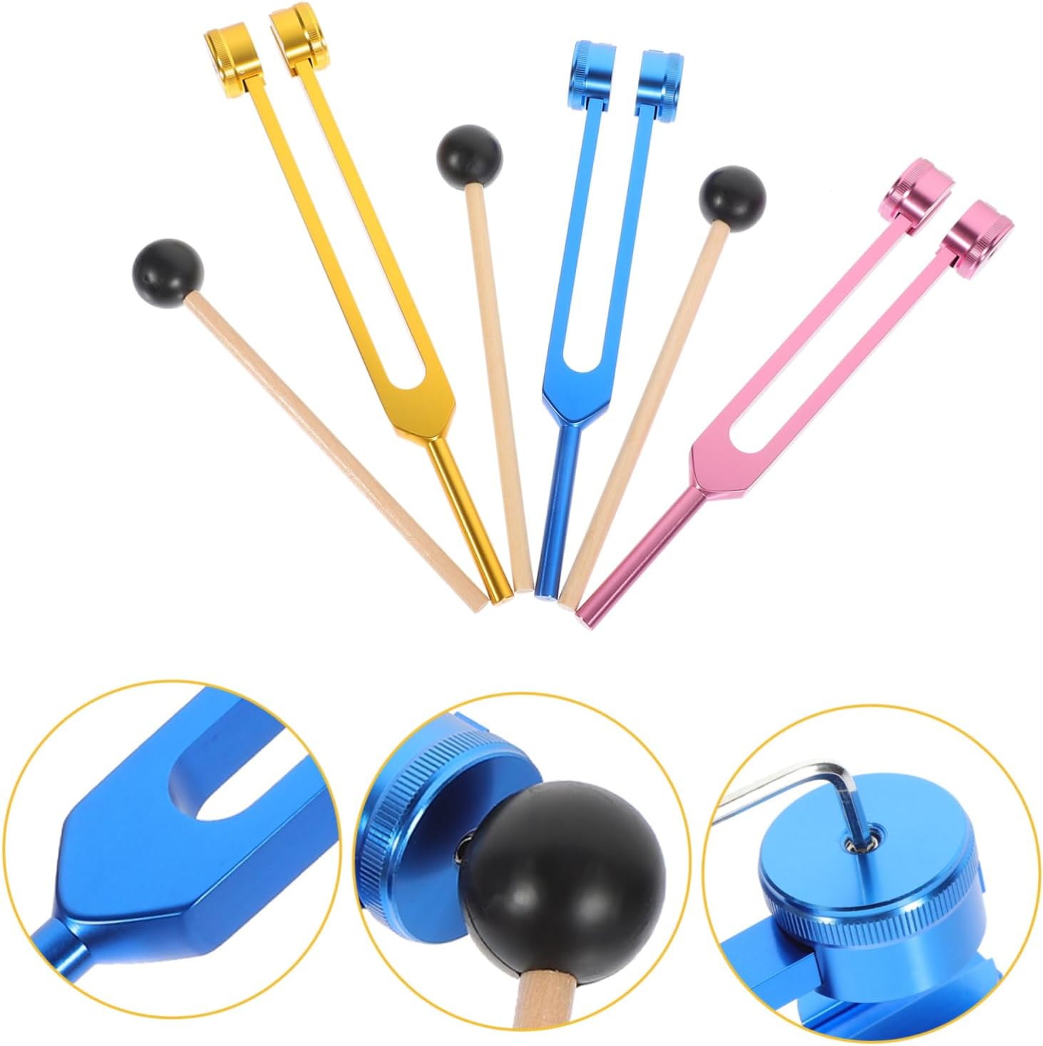 1Set Tuning Fork Ear Cleaning Tool Chakra Hammer Kit for Sensory Testing Relaxation Includes Forks Durable Design