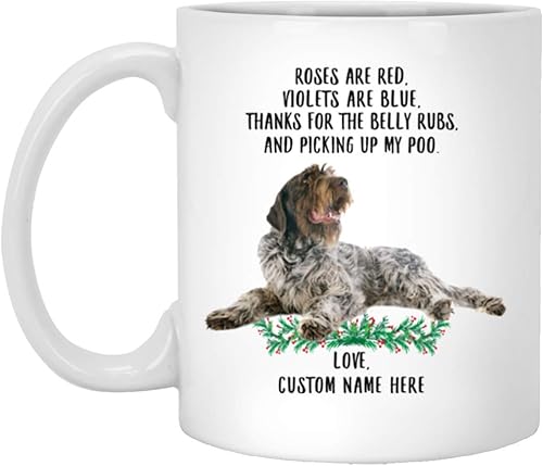 Miniatura 1 de Regalos divertidos para los amantes de las mascotas con pelo de alambre señalando Grifón Gris Merle Nombre personalizado Roses Are Red Violets Are