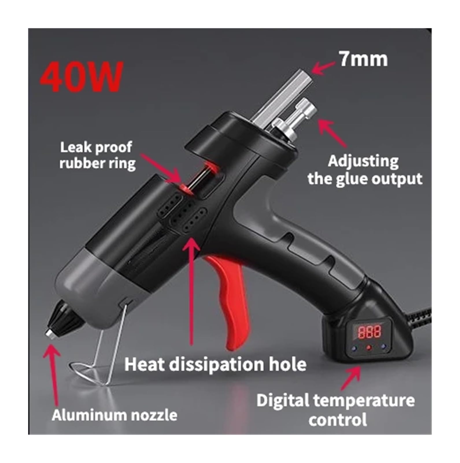 Pistola Per Colla A Caldo 300W - Controllo Digitale, Adatta Per Stick 11mm