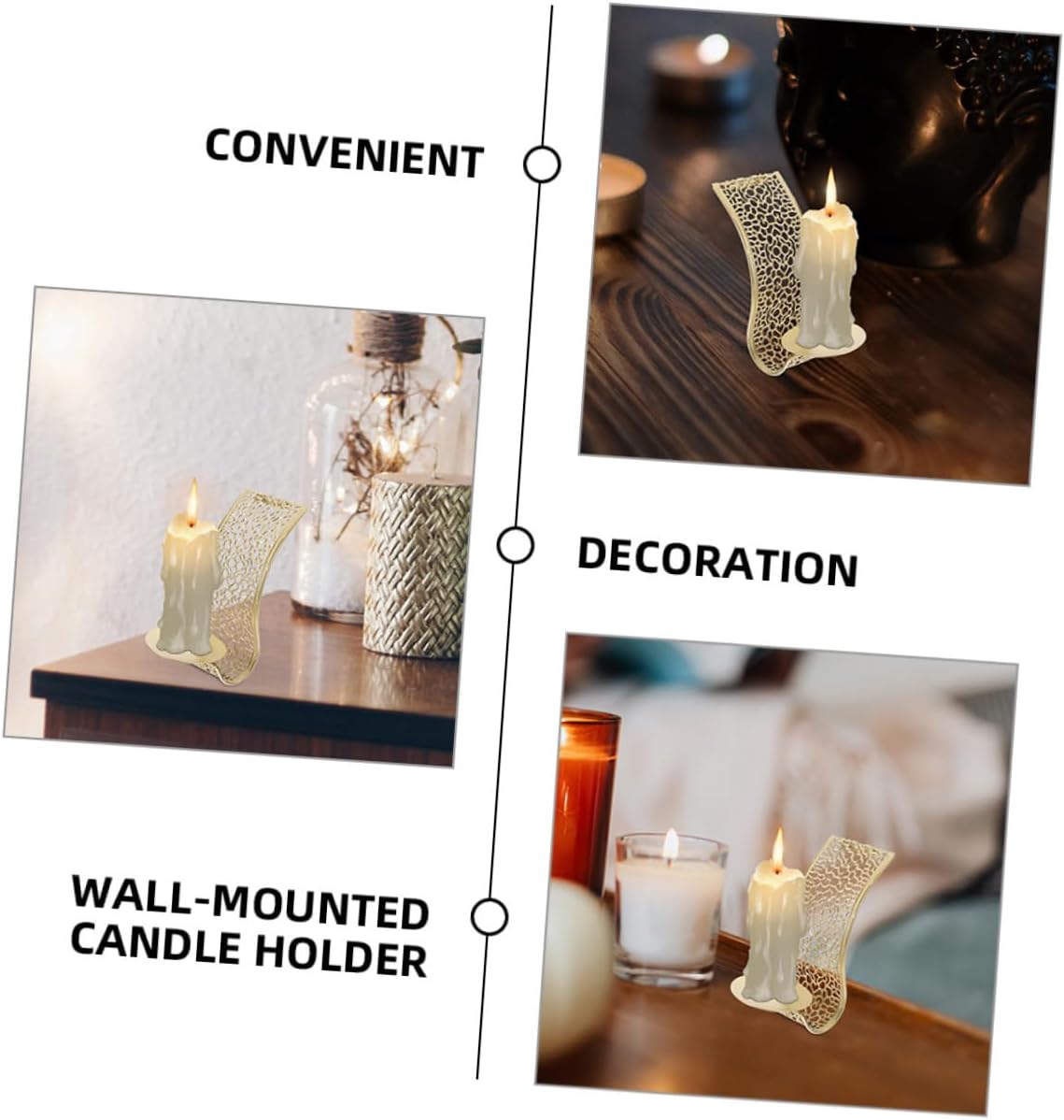 3pcs Hollow Wall-Mounted Candle Sconces Set, Decorative Metal Wall Hanging Candle Holders for Home Wall Decor and Party Lighting