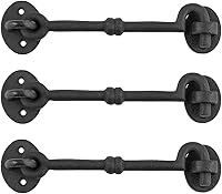 Vista 14 de Renovators Supply Manufacturing Cerradura de puerta de 7.3 pulgadas, gancho de hierro forjado negro y pestillo para puerta con accesorios