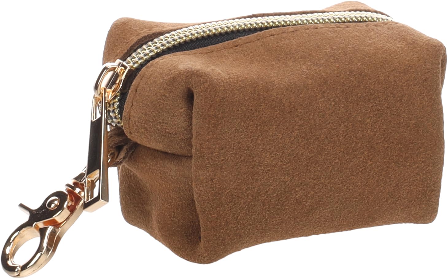POOP BAG HOLDER SUEDA BROWN + 1 ROLL 8x5x5CM
