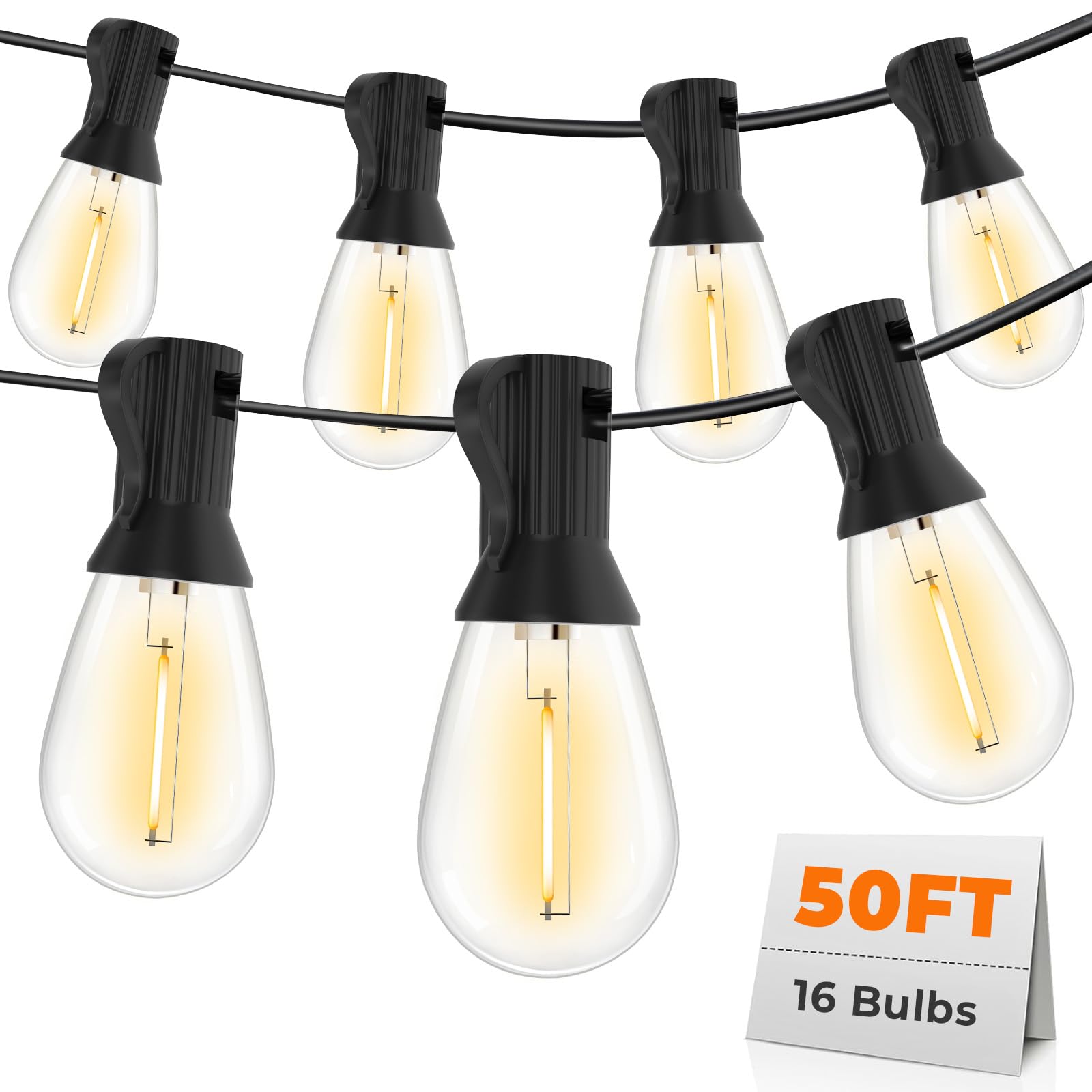 GvvooHome 50FT LED Outdoor String Lights