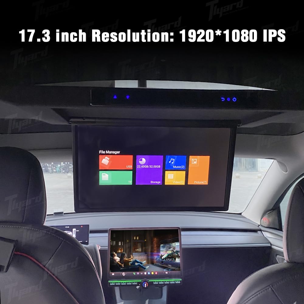 Tesla Accessories 17.3 Inches Car Roof-Mounted TV with Wi-Fi for Model Y