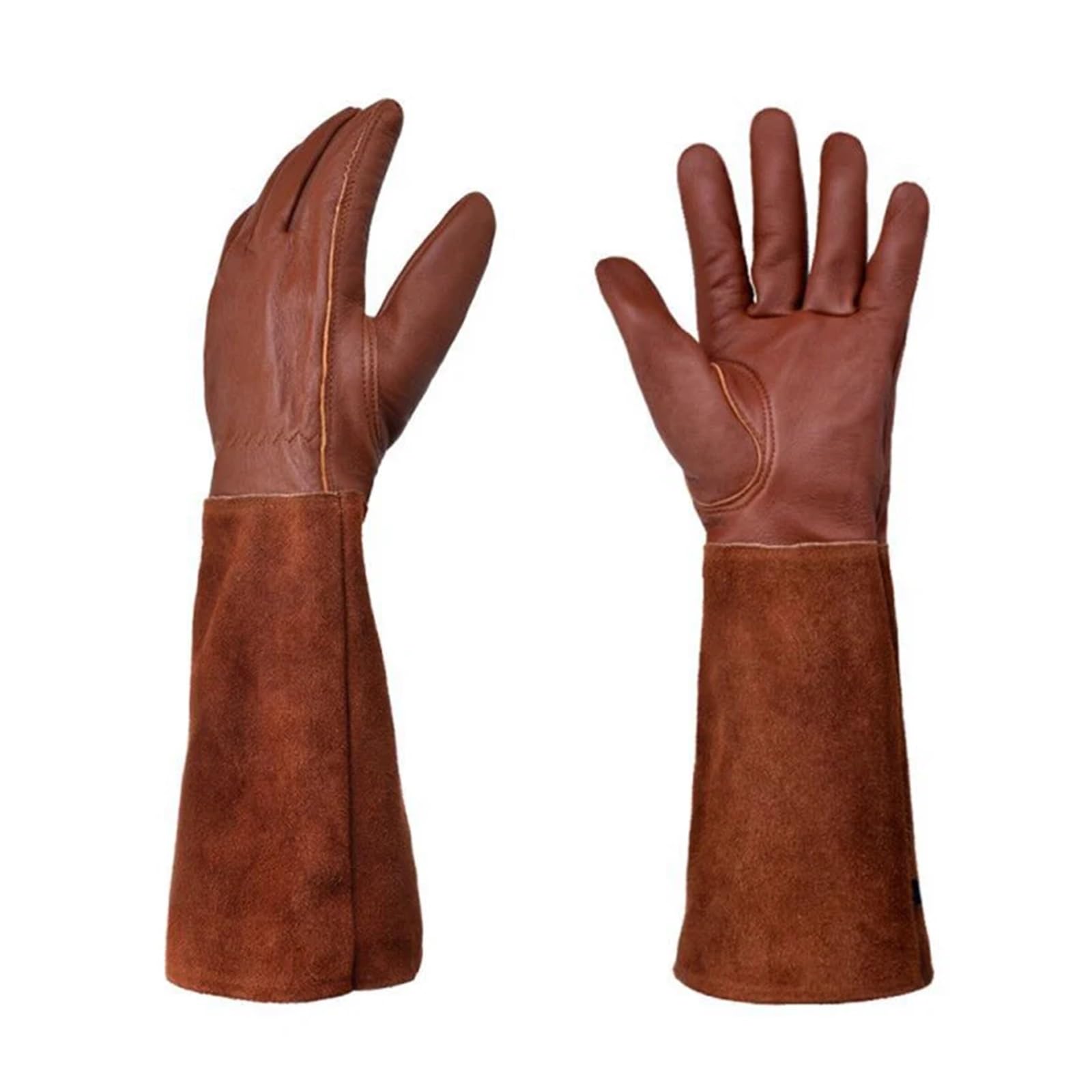 Gartenhandschuhe ， Gartenhandschuhe aus Leder for den Rosenschnitt, mehrfarbig(Coffee S)
