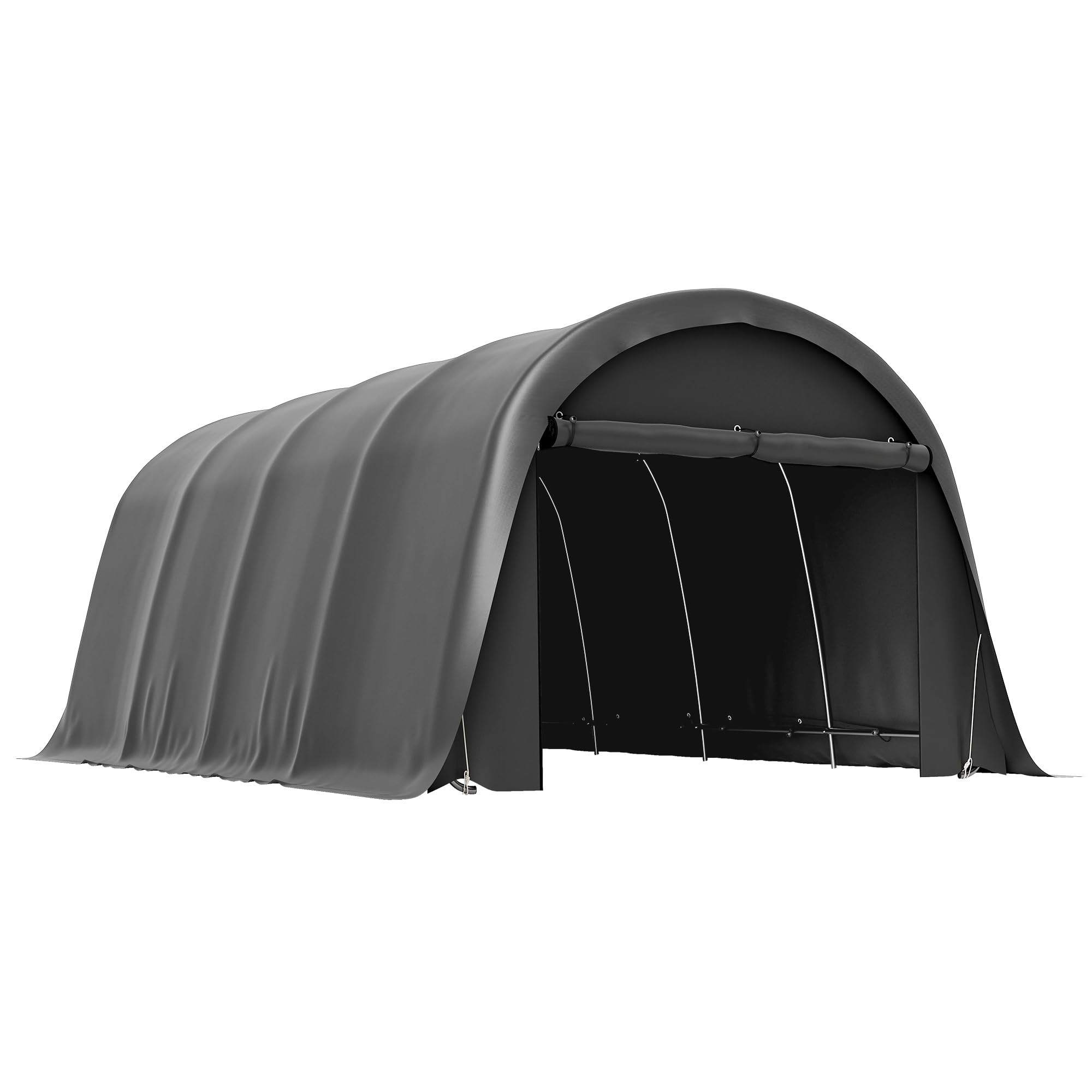 Outsunny Carport, tente, 3 x 6 m, étanche, avec parois latérales amovibles, grand toit arqué, UPF50+, résistante à l'hiver, résistante aux UV, pour voiture, SUV, bateau, gris foncé
