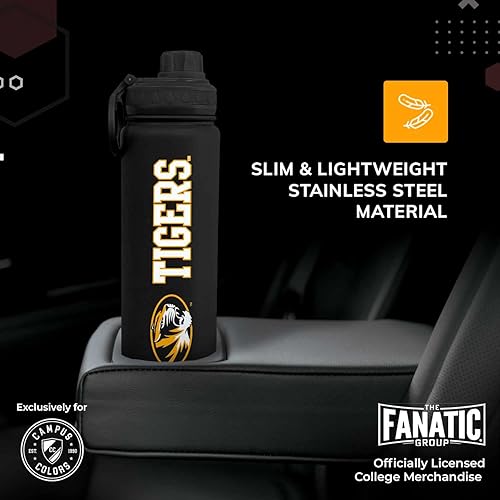 Vista 465 de Campus Colors Botella de agua de acero inoxidable de la NCAA, tapa giratoria, 24 onzas, clip de transporte, mantiene tus bebidas calientes o frías