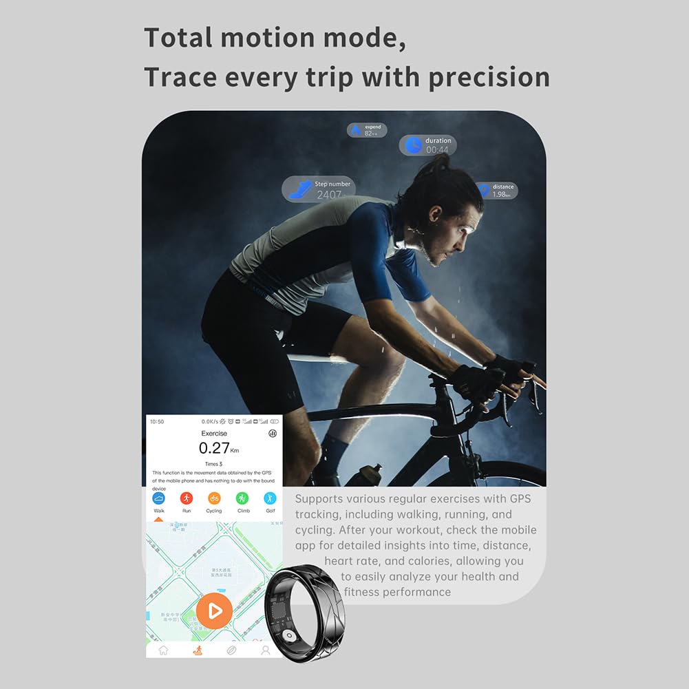 Pierścień fitness Tracker z etui ładującym, funkcją pomiaru tętna, snu i gestów posiada inteligentny pierścień