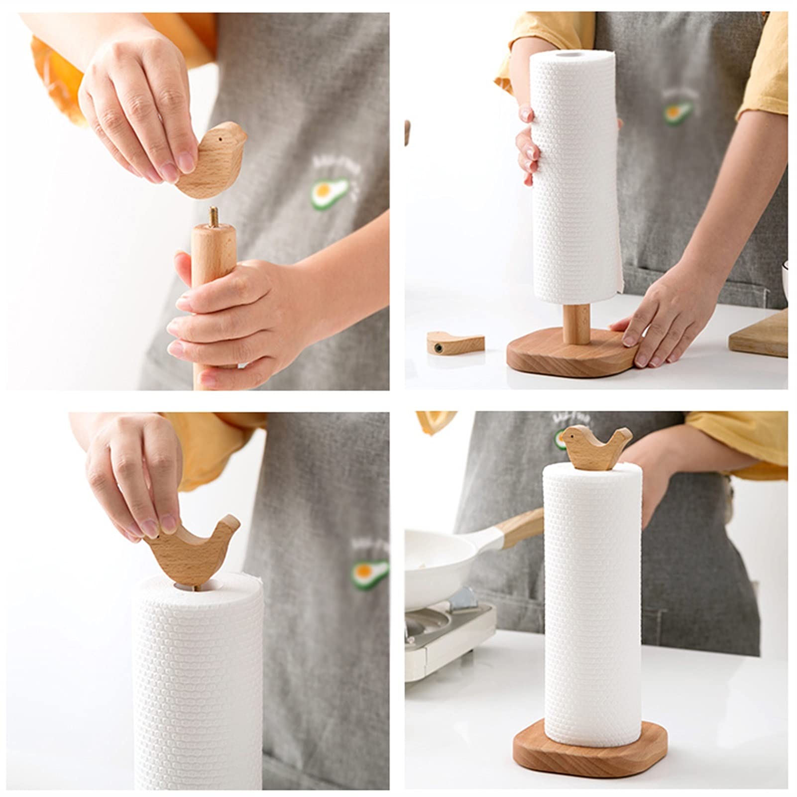 Papieren handdoekhouder Keukenrolhouder vrijstaande weefselhouder aanrecht hout verticale toiletpapier rolhouder kan keukenpapier of rollen papier plaatsen Papieren handdoekrek