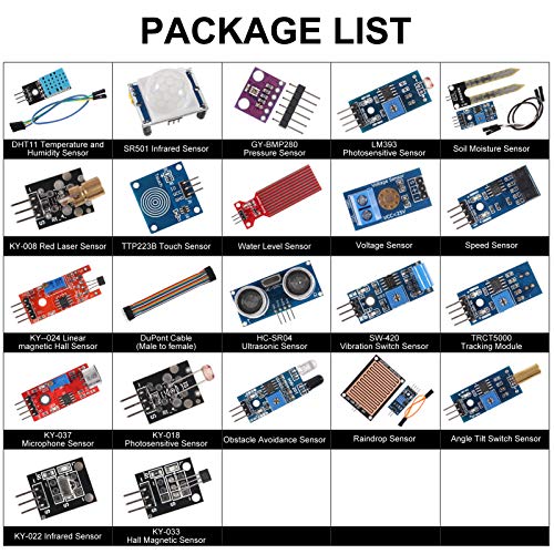 Sensor Modules Kit for Arduino Raspberry, 22 in 1 Project Super Starter Kits for UNO R3 Nano V3.0 Mega 2560 Mega 328 Project Starter Kit - Image 3