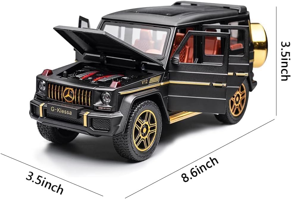 Image of Alloy Metal Pull Back Die-cast Car 1:24 Big Mrcedes AMG G63 G-Klessa Diecast Metal Pullback Toy car with 6 Openable Doors & Light, Music Boys Gifts Toys for Kids(Black)