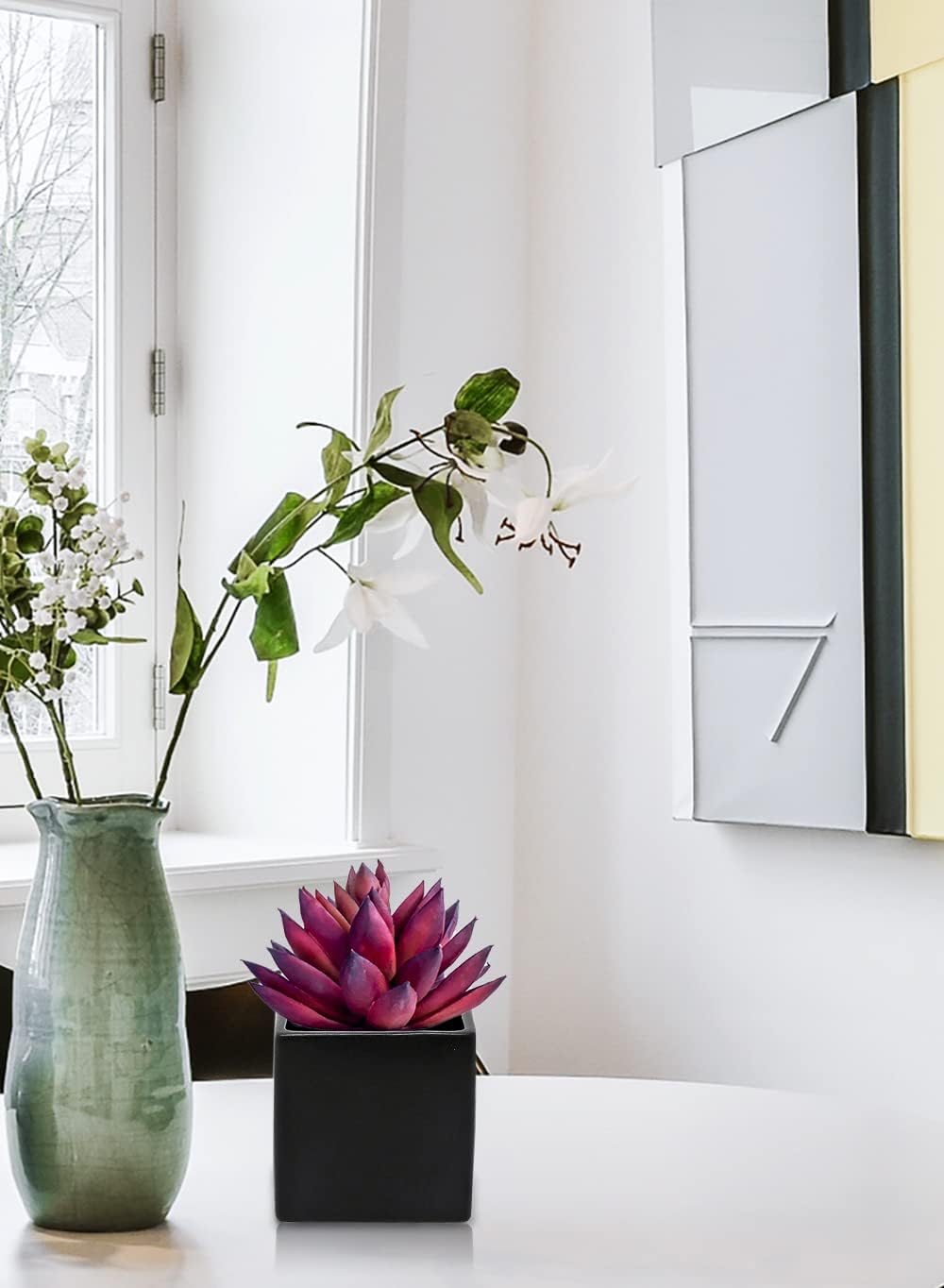 Serene Spaces Living Set of 4 Cube Black Vases – Modern Matte Black Square Cube Ceramic Vases for Centerpieces, Home Office Décor, Event Accents, and More – 3” SQ x 3” H