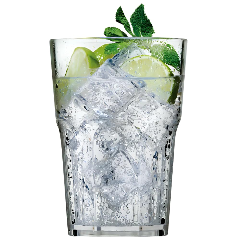 Avenue's Set of 6 Unbreakable Reusable Polycarbonate Plastic Octagon shaped 15 OZ Tumblers. (428ml/ 15oz to rim Height 12cm, Max Diameter 8.5cm)