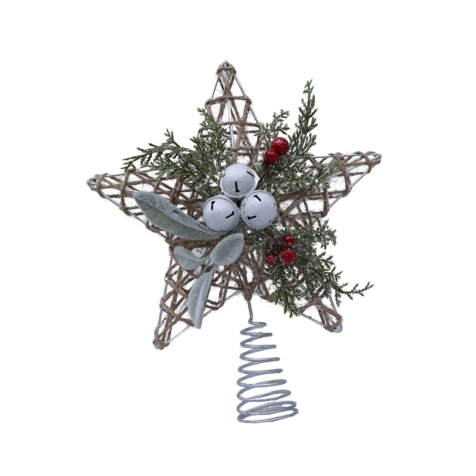 KAQNTUD Vintage Star Tree Topper with Rope Bells Christmas Tree Decoration for Home Party Festival Celebration Star Decoration