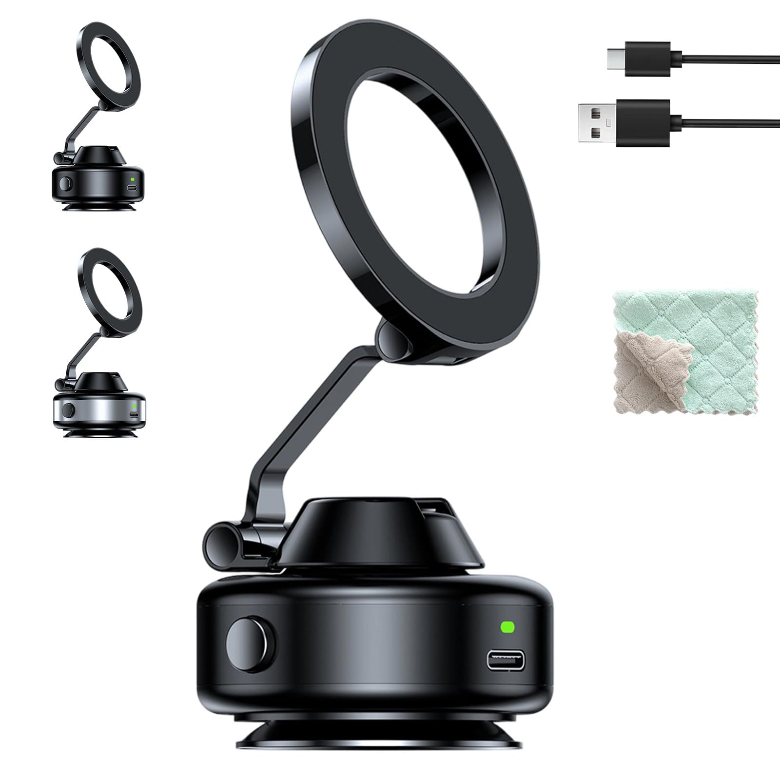 Support de Téléphone Fromevo, Support Telephone Voiture Ventouse, 360° Réglable Accessoires Auto, Stable et Antidérapant, Compatible Tous Smartphones, Idéal pour Bureau, Voiture, Appels et Vidéos (A)