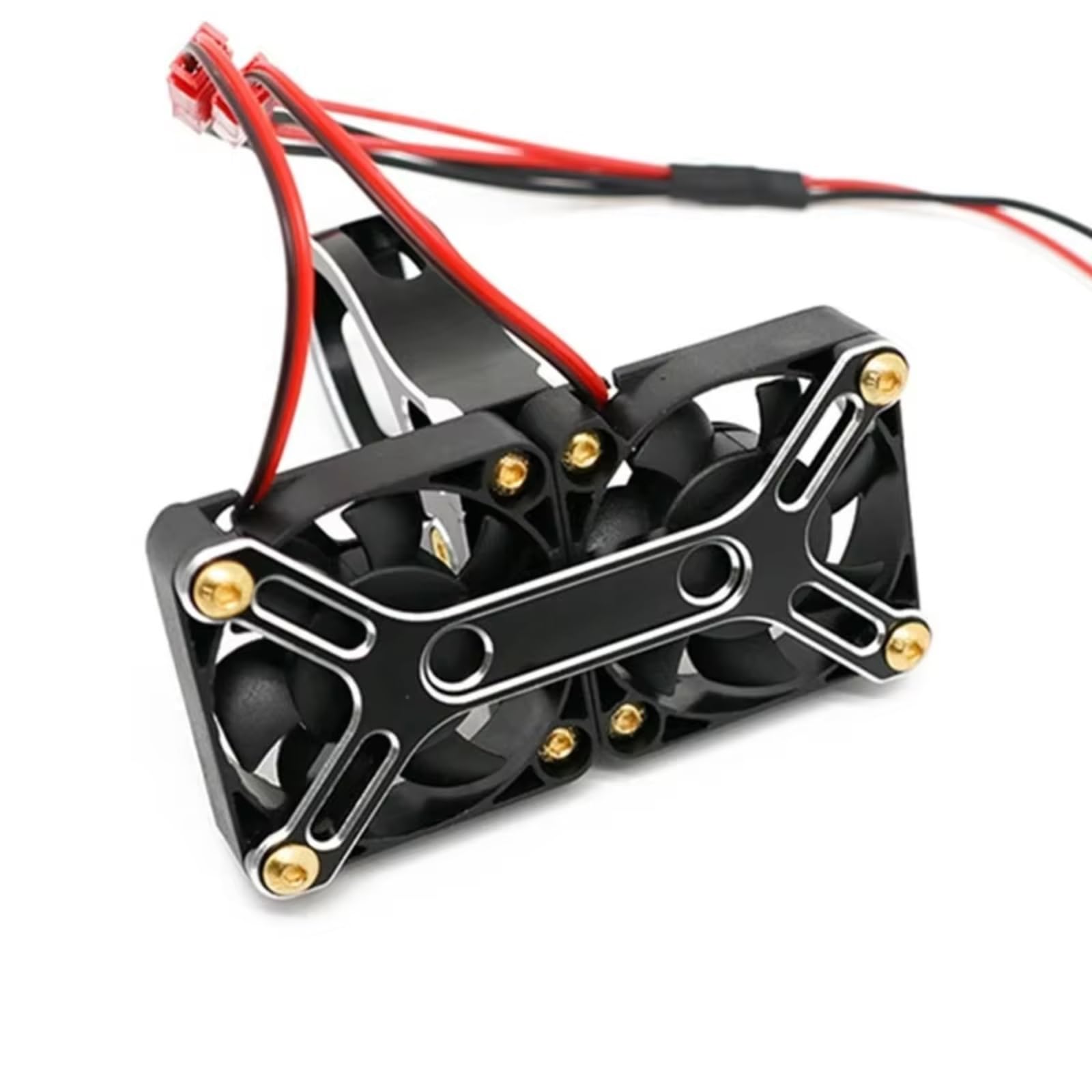 RC Upgrade Accessories for Traxxas for X-MAXX for Arrma for Kraton 1/5 RC Truck Car 4985 1717 Brushless Motor Heat Sink Dual Cooling Fan Heatsink Upgrade Parts(Black)