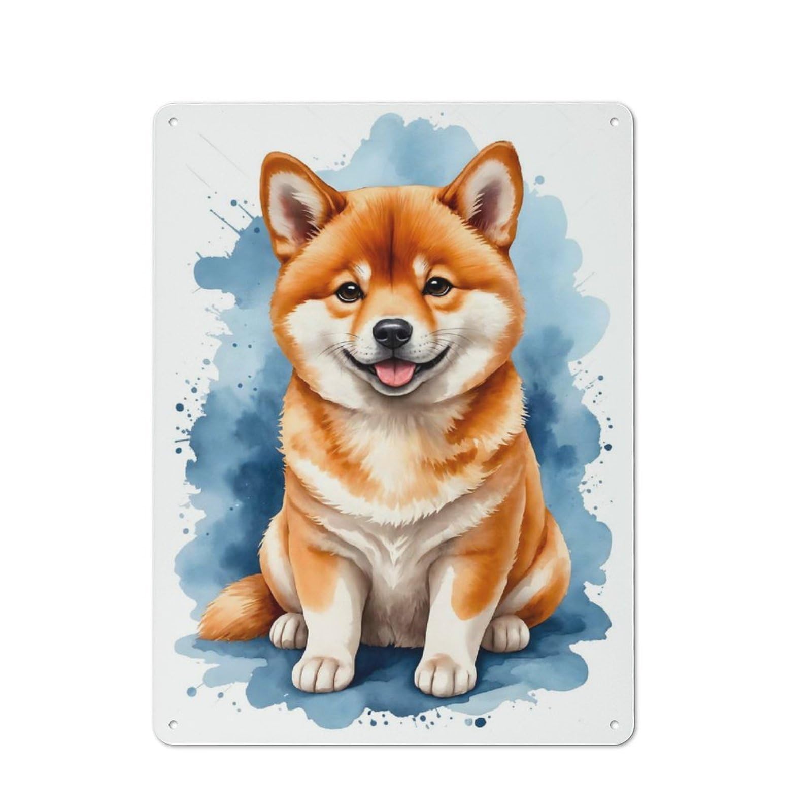 Metal Plaque with Shiba Inu Puppy Design 40x30cm, Retro Kitchen Wall Decor for Bakery, Diner, Cafe Or Family Room