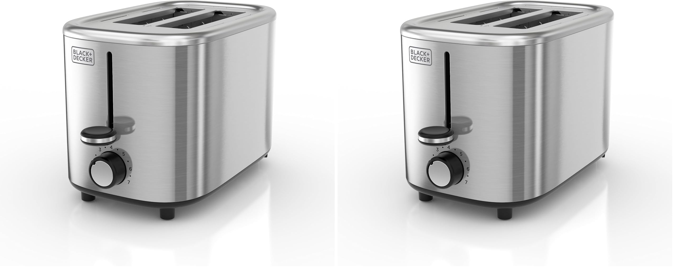 BLACK+DECKER® Toaster with 7 Toast Shade Settings, Extra-Wide Slots for Bagels, Stainless Steel Exterior Finish 2-Slice (Pack of 2)