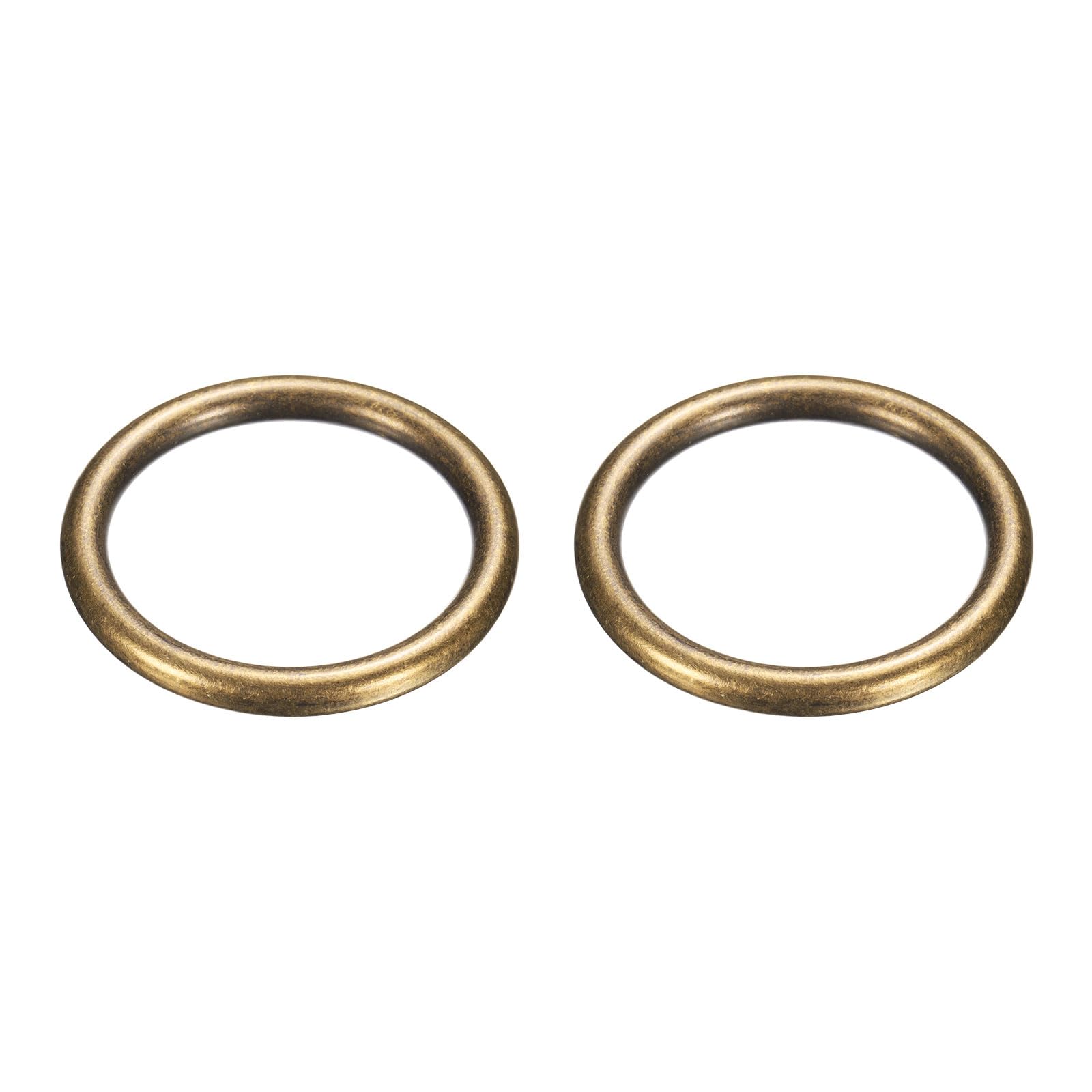 PATIKIL Metal O Ring, 2 Pcs 2.4 Inch OD 1.9 Inch ID 7mm Thick Seamless Solid Round Brass O Rings for Dog Leashes Wall Plant Hanging Basket Bags Belts DIY Craft, Dark Gold
