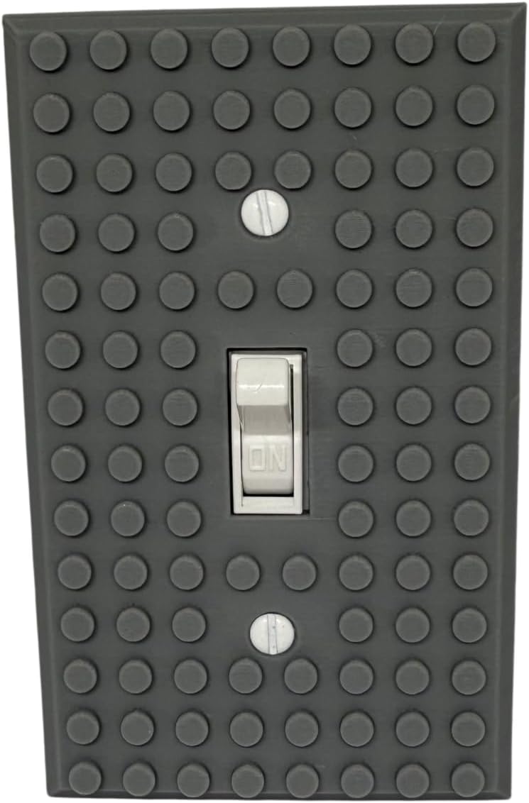 Brick Wall Plate, Single Toggle Light Switch Cover for Kids Bedroom, Game Room, 1-Gang (Gold)