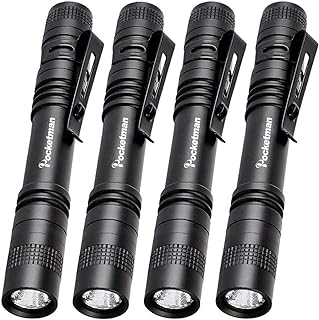 Pocketman 4 Pcs LED Penlight Flashlight Tactical Torch with Clip(13.3 CM)