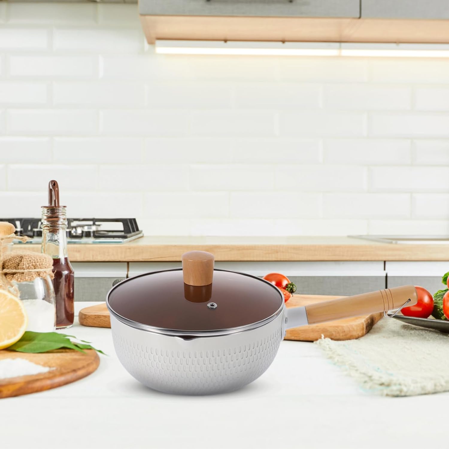 ABOOFAN 1set Maifanshi Snow Frying Pan Nonstick Saucepan Milk Pot Cover Stovetop Cooking Pot Lid Heat-resistant for Kitchen