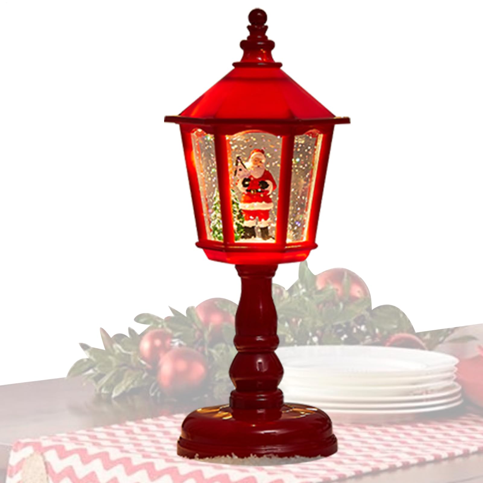 Bola de nieve con luces navideñas y funcionamiento a pilas para mesa 8