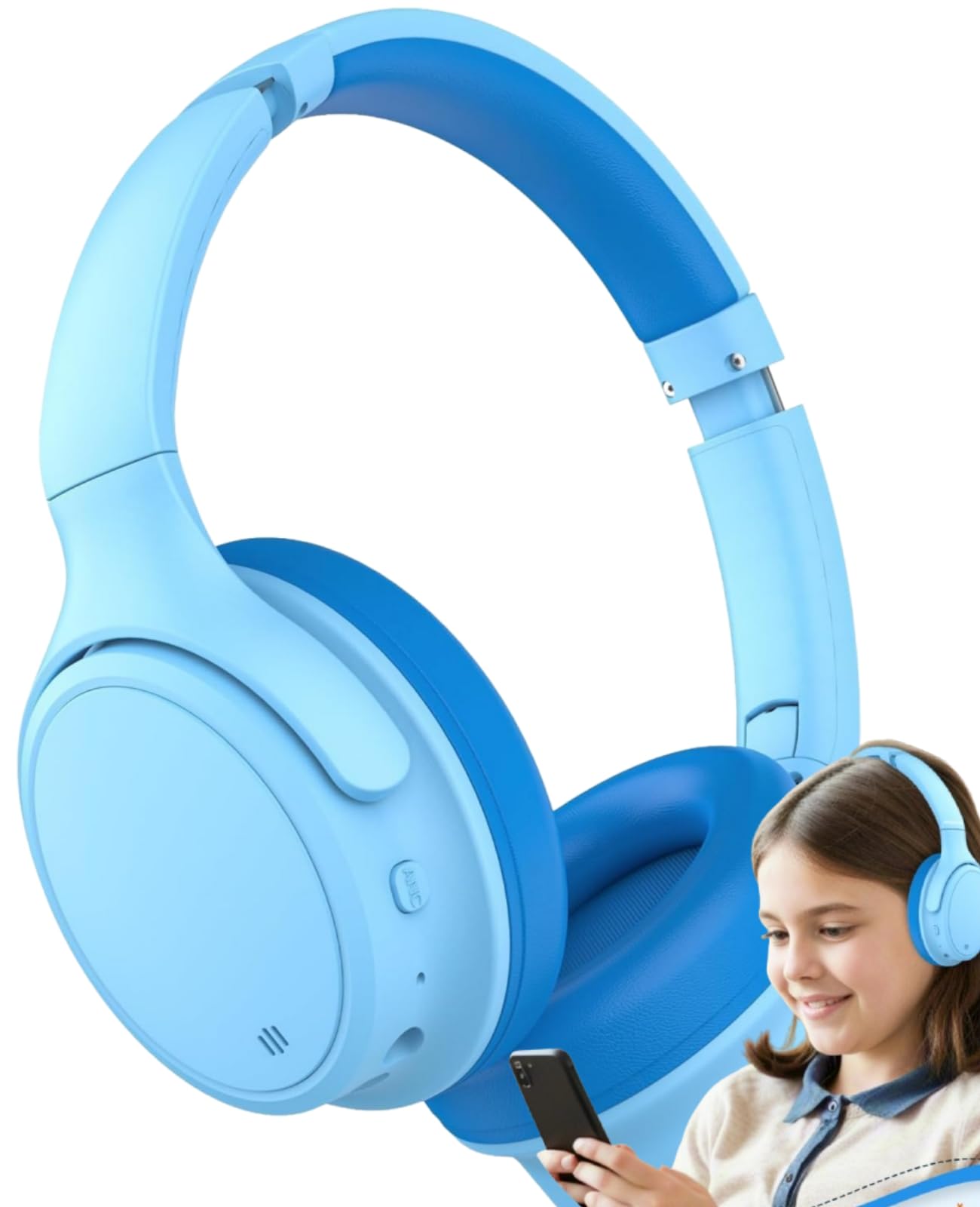 INFURTURE Active Noise Cancelling Headphones, Kids Bluetooth Headphones Wireless Over Ear Headphone, 85/94dB Volume Limited, 50H ANC & 90H Normal