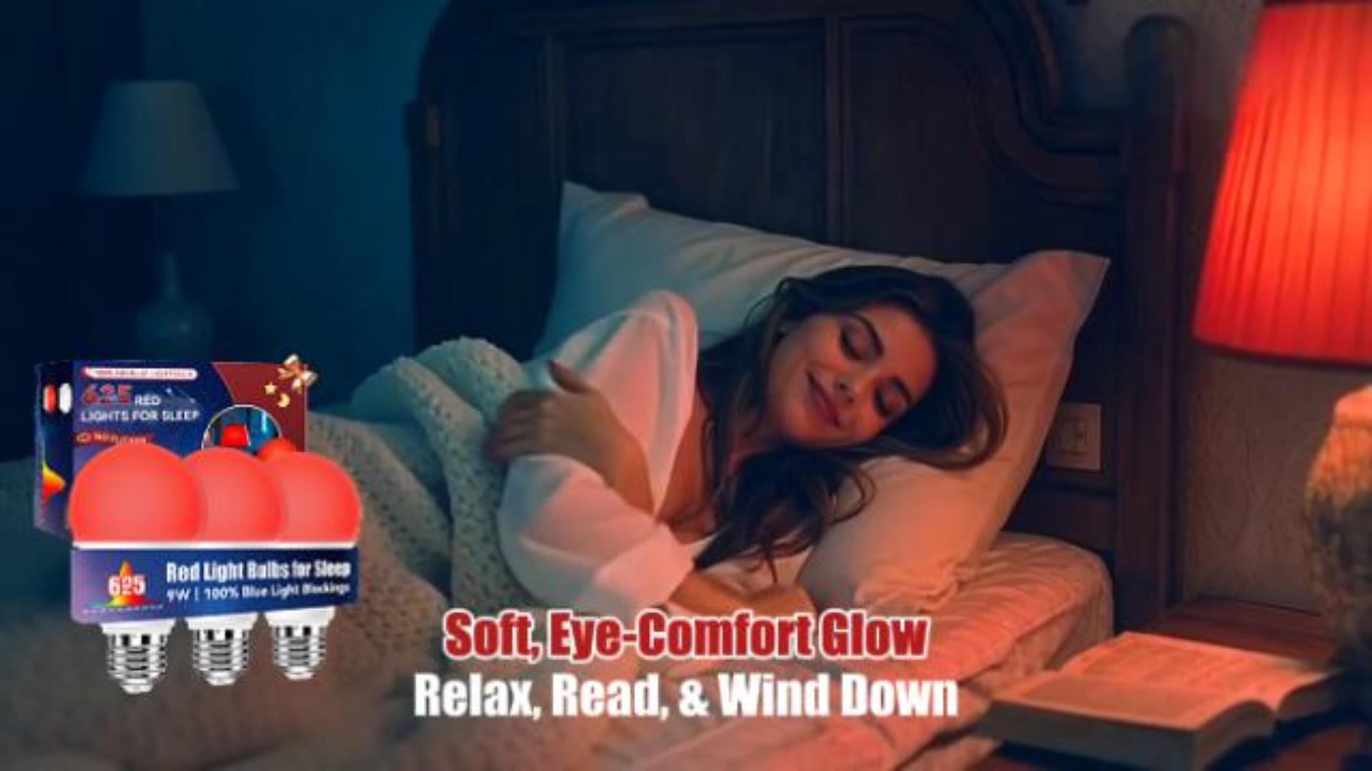 Image of Neporal 625nm Red Light Bulbs for Sleep 3W, 100% Blue Light Blocking Bulbs for Melatonin Promote, A19 40W Eq. Soft Red Night Light Bulb for Sleep, Read, Baby Nursery 2PK (White When Off, Red When on)