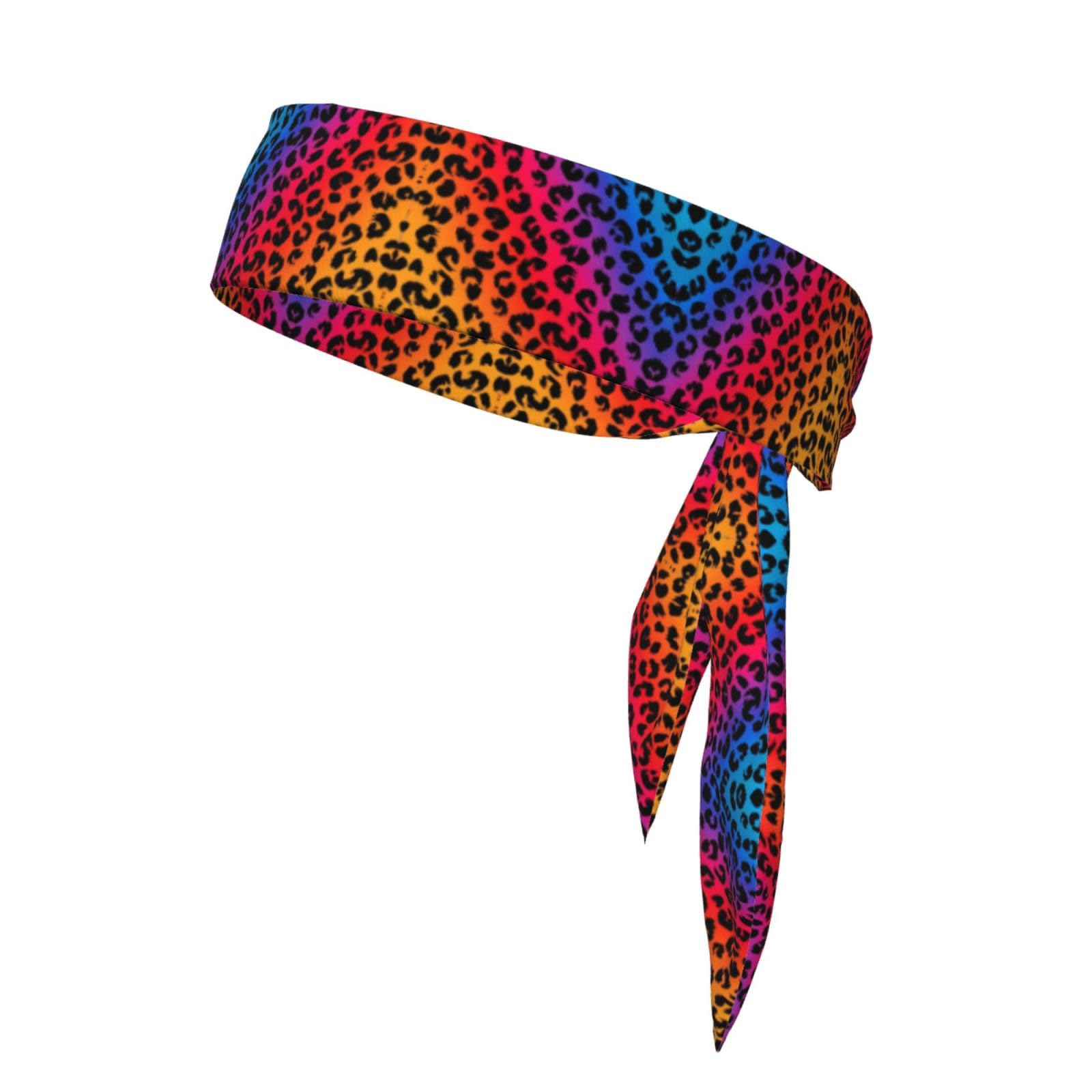 Multifunction Headband for Women Yoga Running Fitness Beauty Skinny Neck Scarves Colorful Rainbow Cheetah Leopard Print Hair Band