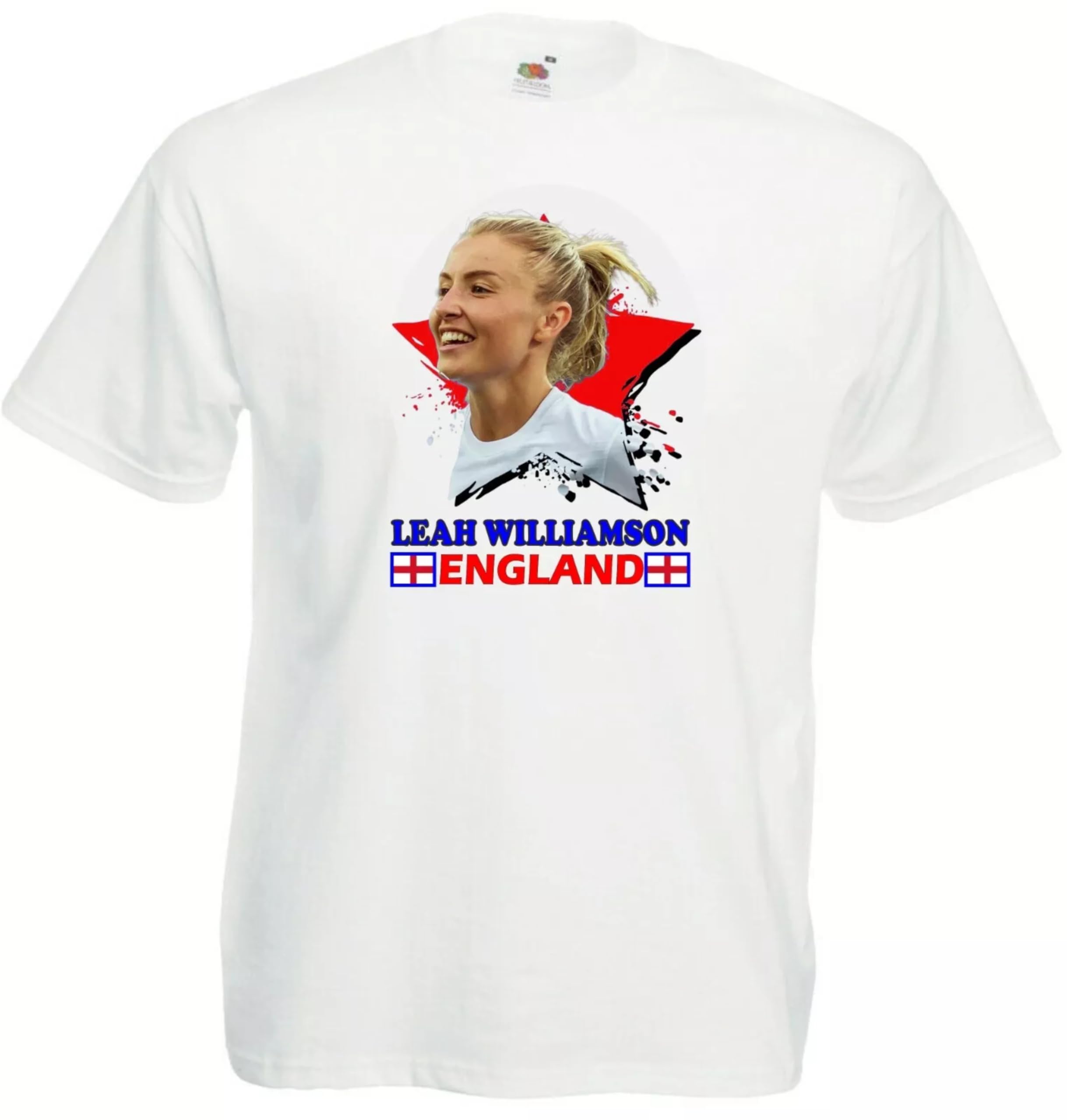 Invicta Screen Printers Unisex White Lioness Leah Williamson England Football Lionesses T-Shirt Adult Cotton Top (Uk, Alpha, Xxl, Regular, Regular, )