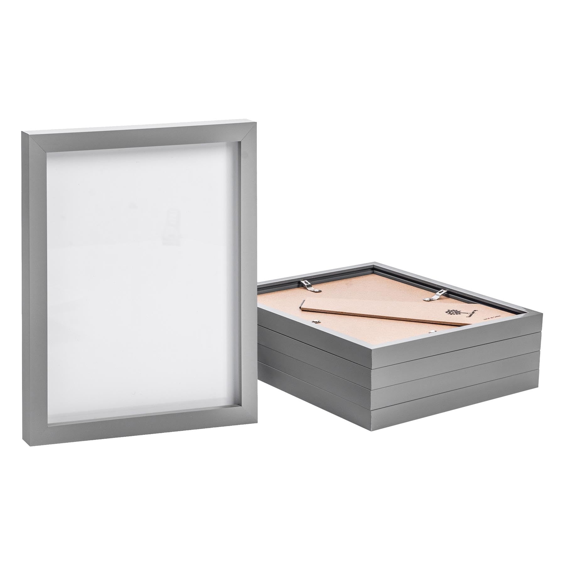 Nicola Spring Photo Frames - Fits Photo Size 8 x 10 (20 x 25cm) - Pack of 5 - Grey Picture Frame Wall Mounted Portrait with Stand Freestanding Certificate Poster Display