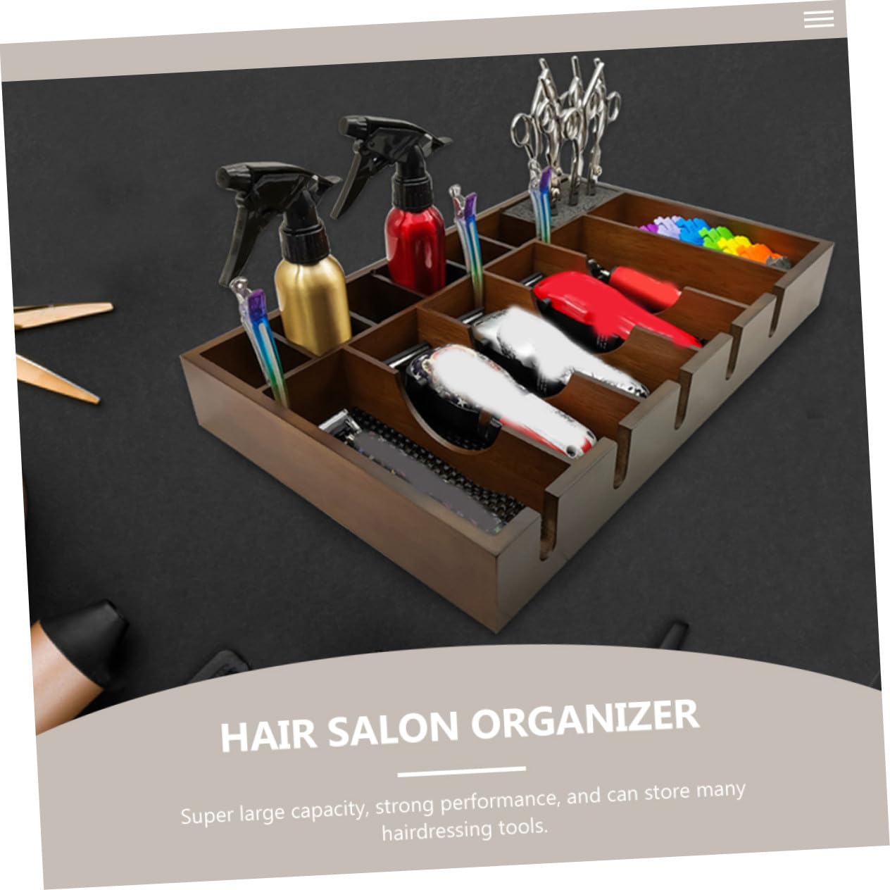 STOBAZA Support de Tondeuse Bois Massif pour Salon Coiffure Plateau Rangement Élégant pour Coupe Cheveux Organisateur Pratique pour Outils de Coiffure Électriques