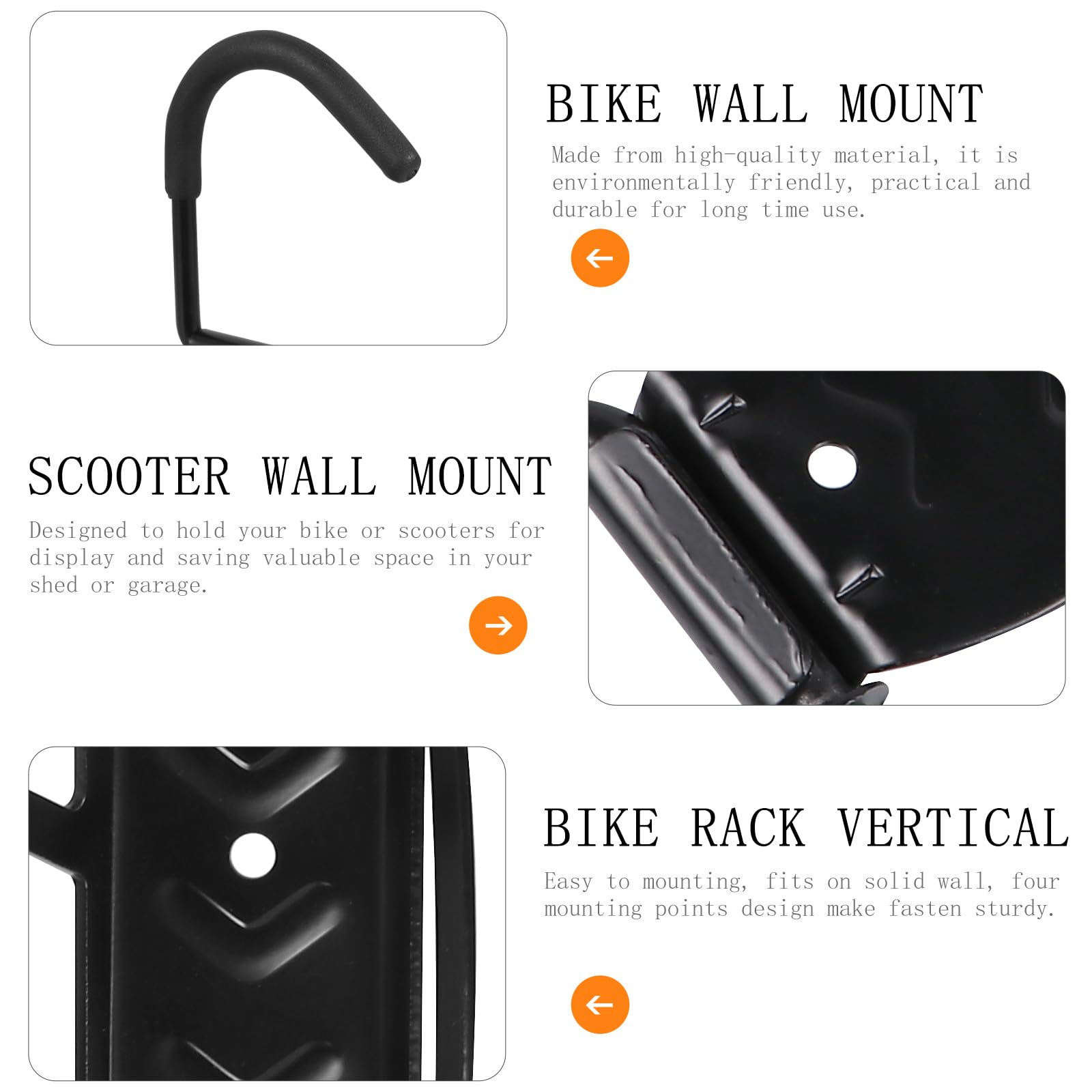 Cabilock Soporte de Pared para Scooter Capacidad de Carga 50kg Colgador Vertical Resistente para Monopatín Material Ecológico Negro Adecuado para Almacenamiento y Organización en Garaje