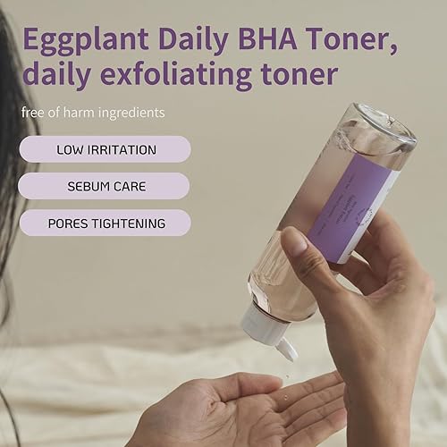 Miniatura 2 de BONAJOUR Tónico exfoliante diario de berenjena vegana BHA, exfoliante suave con ácido salicílico y para tratamiento de piel propensa al acné, 7.2