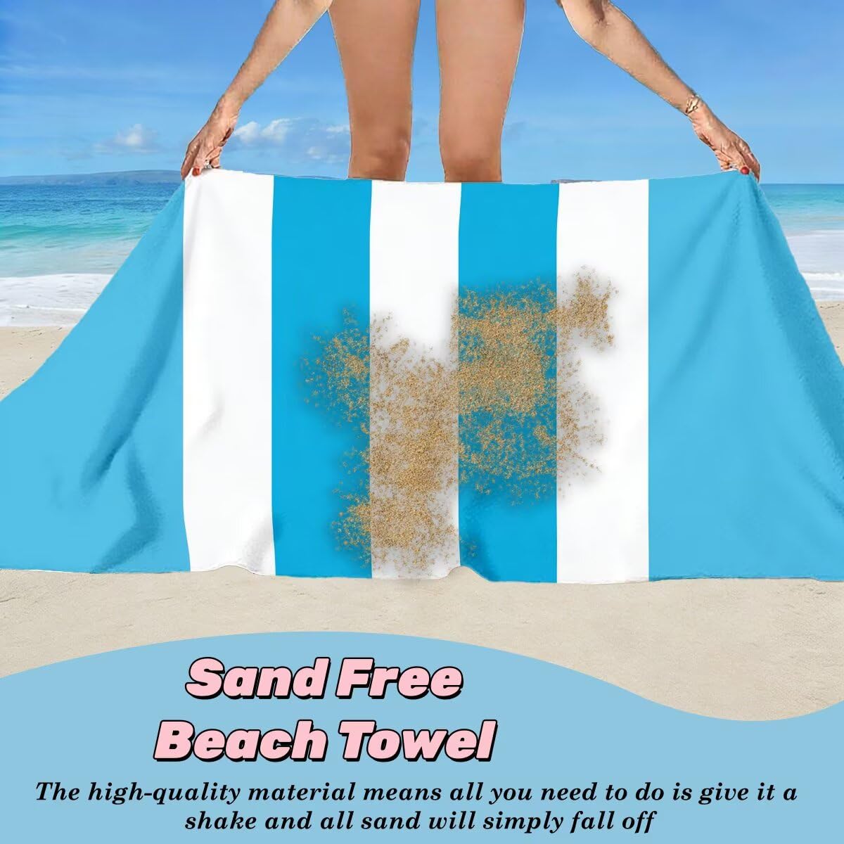Serviette de Plage Microfibre, Lot de 2 Serviette de Bain Grande Taille 100x220 cm, Séchage Rapide Drap de Bain Rayé, Anti Sable Serviettes de Plage, Serviettes Microfibre Sport pour Travel -5148