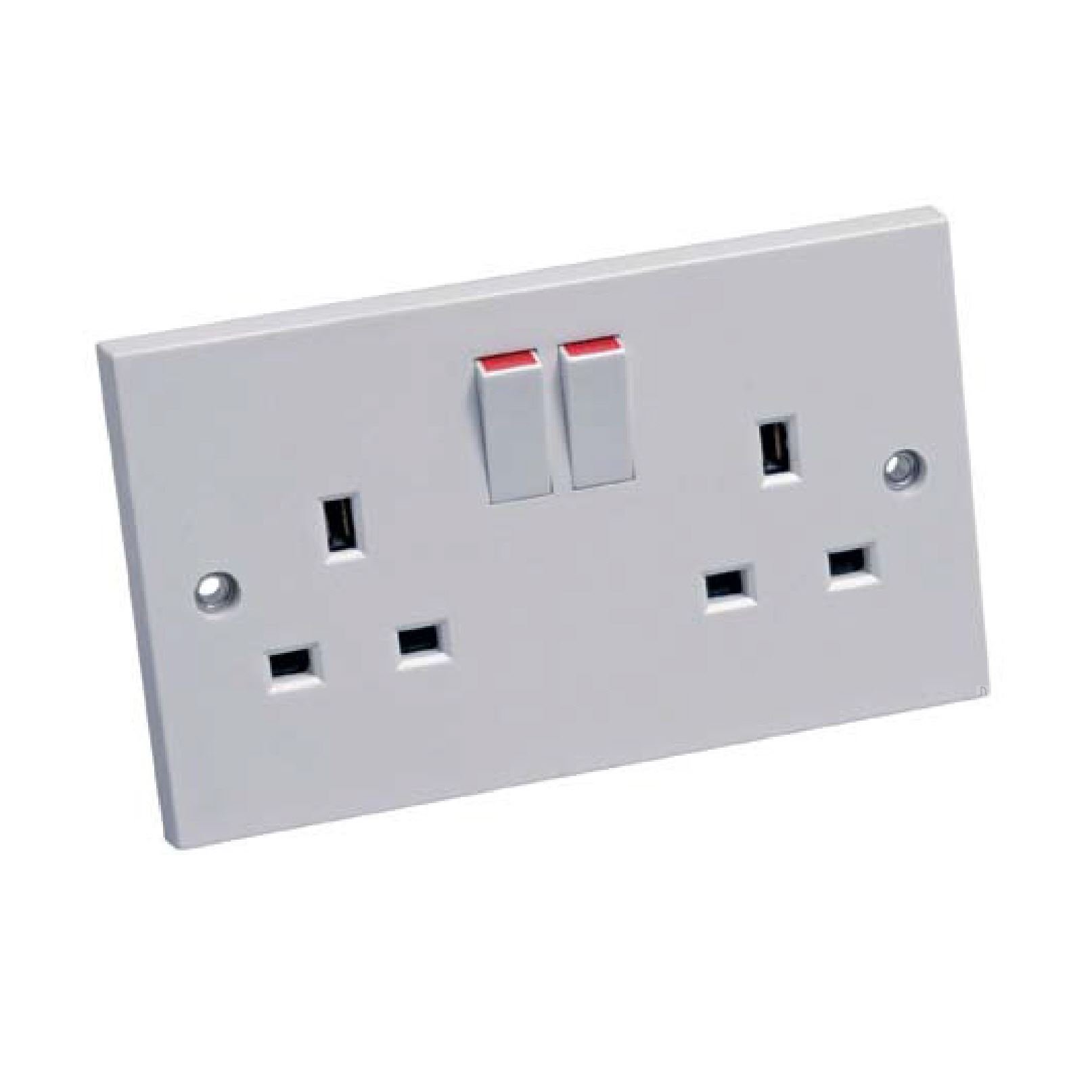 Buy Double Wall Socket & Back Box Pattress. Twin 2 Gang Switched Plug