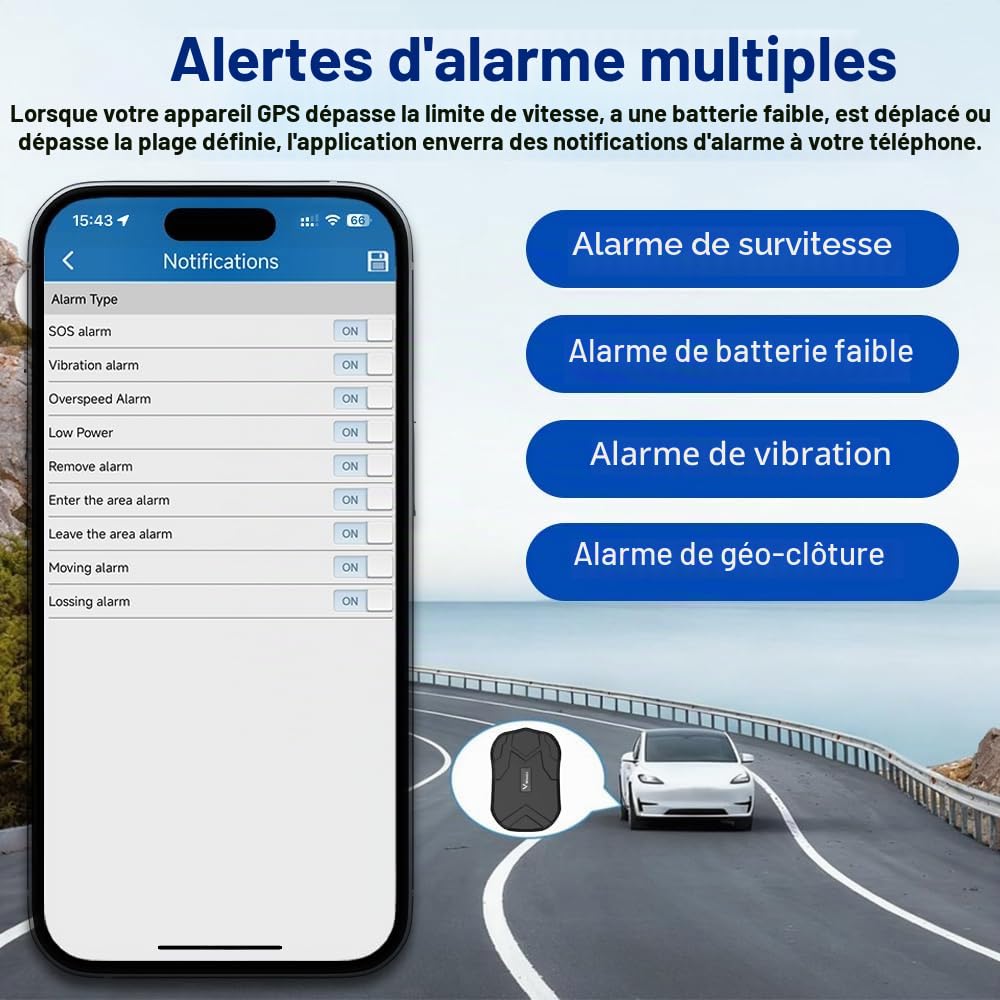 TKMARS 4G Traceur GPS Voiture sans Carte SIM,Batterie Longue 6 Mois, Antivol Tracker Professionnel Aimanté, Parcours Historique Alarme Vibration, Traqueur GPS Abonnement Requis TK905E