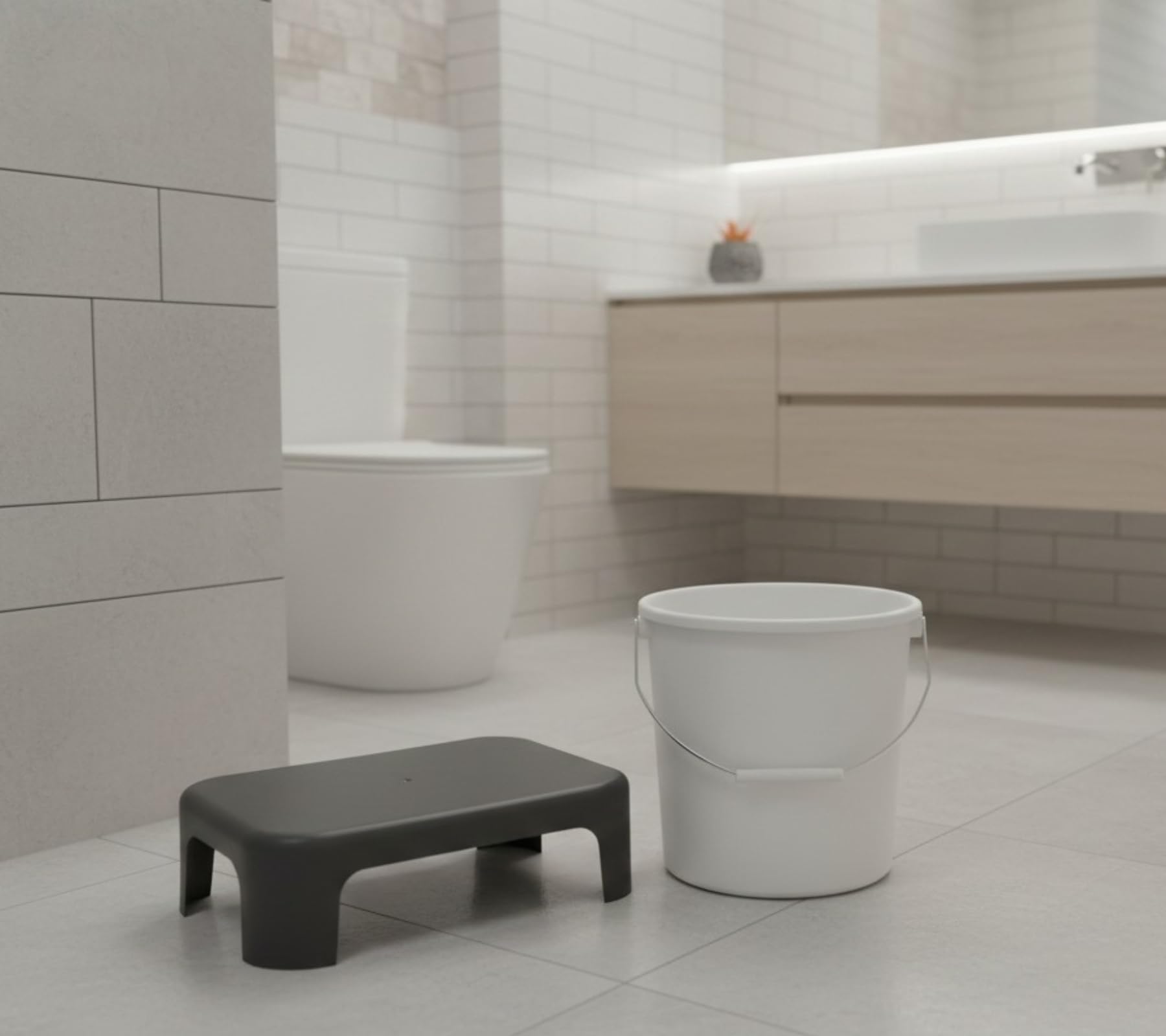 Heavy-Duty Rectangle Bath Patla Stool | Strong & Durable Plastic Bathroom Stool for Home & Utility Use | Anti-Slip Design | 30×20×10 cm | Black | Pack of 2-image-38
