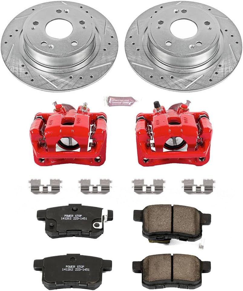 Power Stop KC5391 1-Click Performance Brake Kit with Caliper For Acura TSX 2011-2014, Honda Accord 2011-2012 [Model Specific]