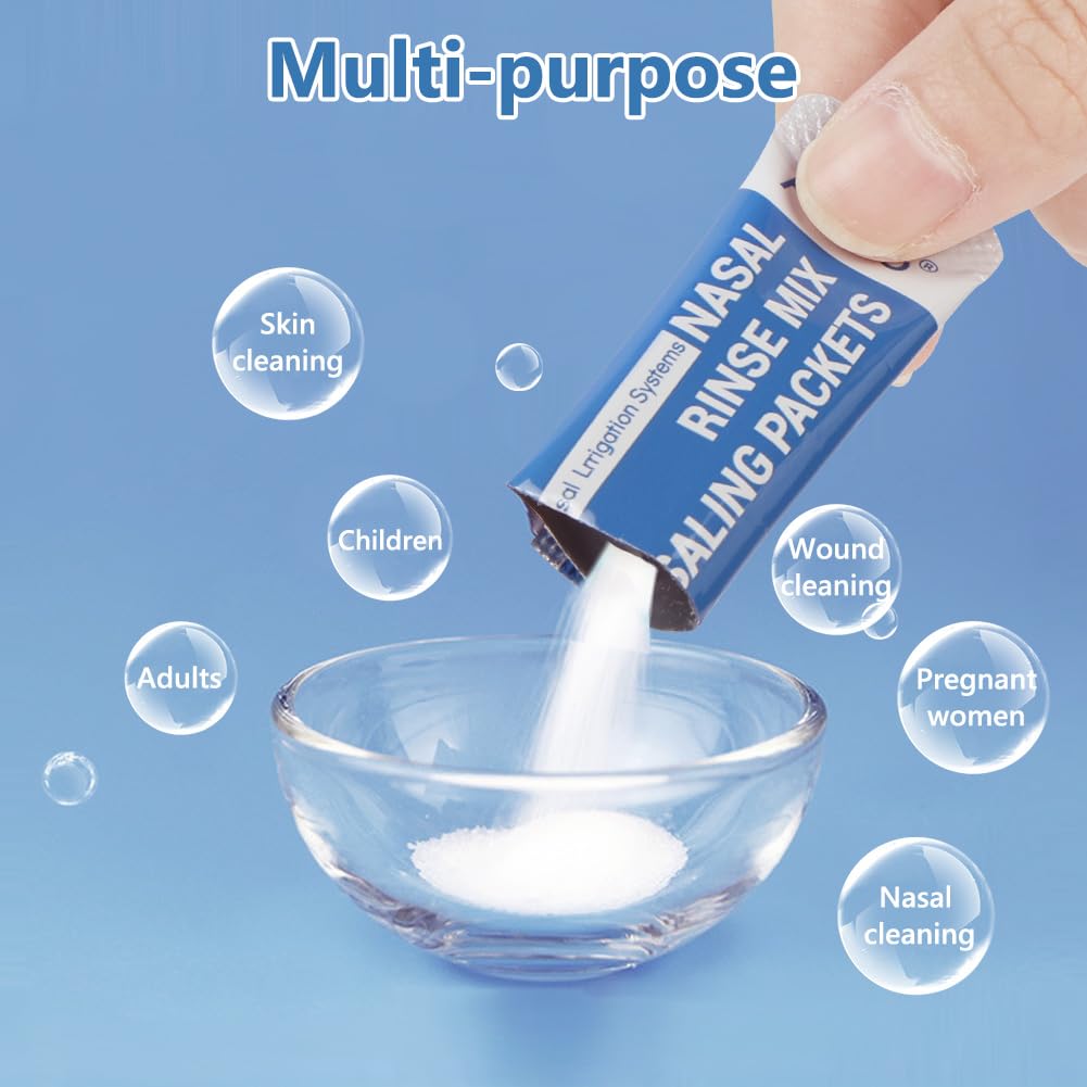 Sal Nasal,240 PCS Suero Fisiologico para Alivio Congestión Nasal y Limpieza Nasal, Limpiador Nasal Niños y Adulto para Enjuague Nasal, Lavado Nariz, Alivio Conductos Nasal