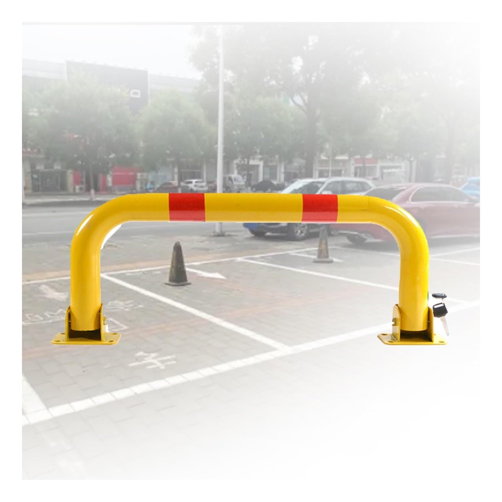 GTHTUHFD U Shape Security Bollards With Lock, Car Blocker Parking Space Warning Posts, For Garage, Driveway, Warehouse,60X30Cm,80x30cm