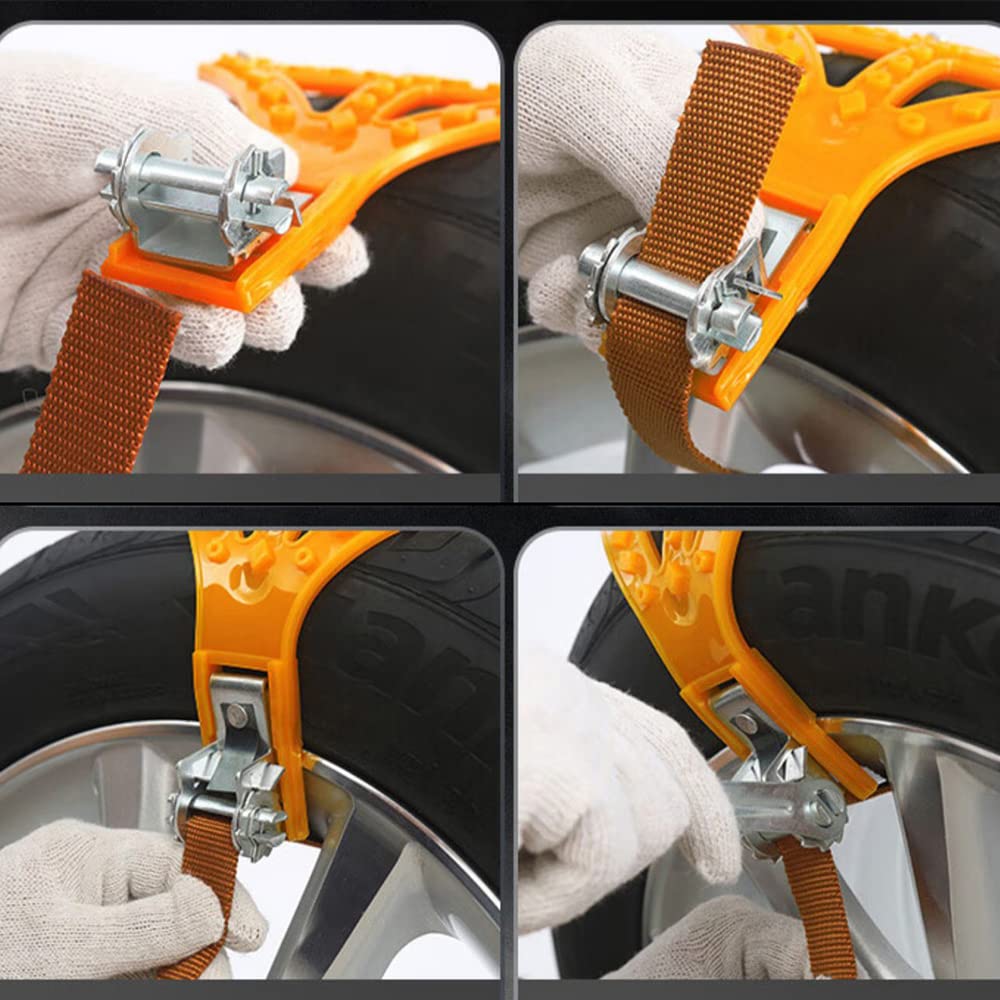 Chaines Neige 6PCS, Chaines Neige Universel 165-265MM R15-R19, WYRIAZA Chaine Voiture 205 55 R16, Chaine Neige Easy Grip Chaine Voiture Neige Chaine Pneu Voiture Extrem Grip Automatic - Jaune